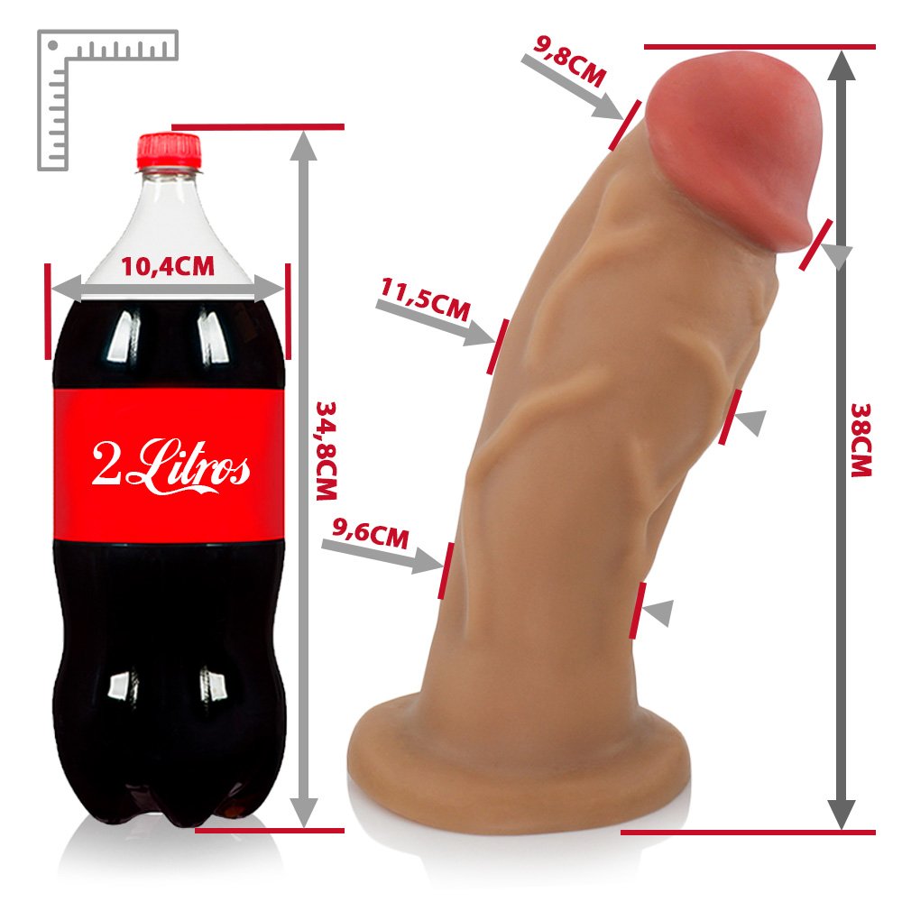 Pênis Gigante e Grosso Flexível Imenso 39 x 11,6cm Bege | Foto 07