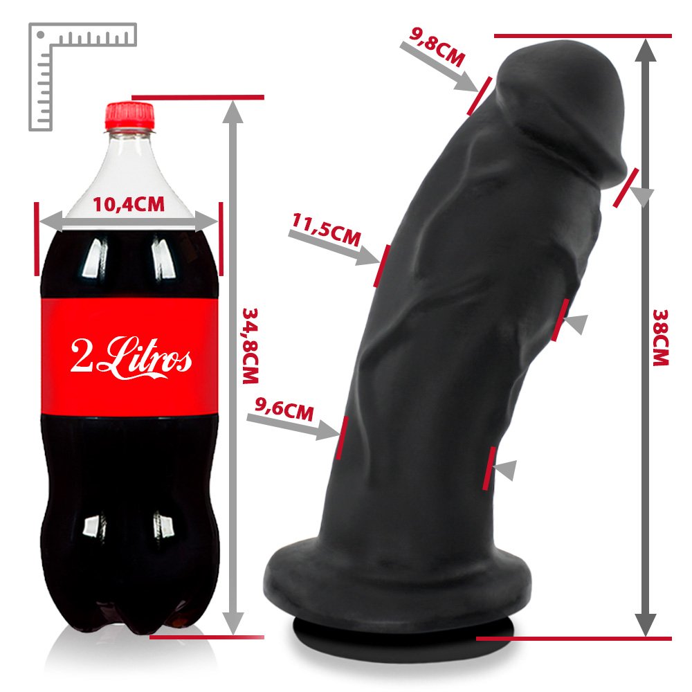 Pênis Gigante e Grosso Flexível com Ventosa Imenso 39 x 11,6cm Preto | Foto 07