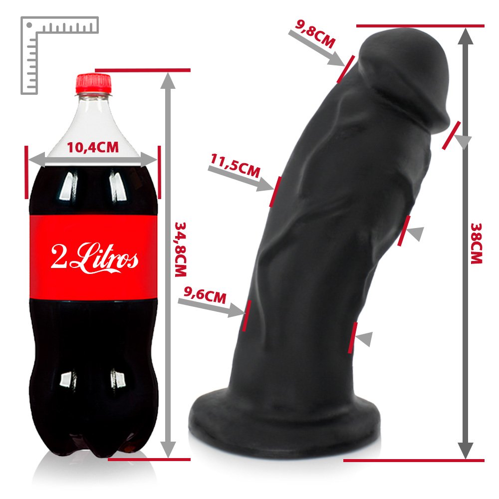 Pênis Gigante e Grosso Flexível Imenso 39 x 11,6cm Preto | Foto 07