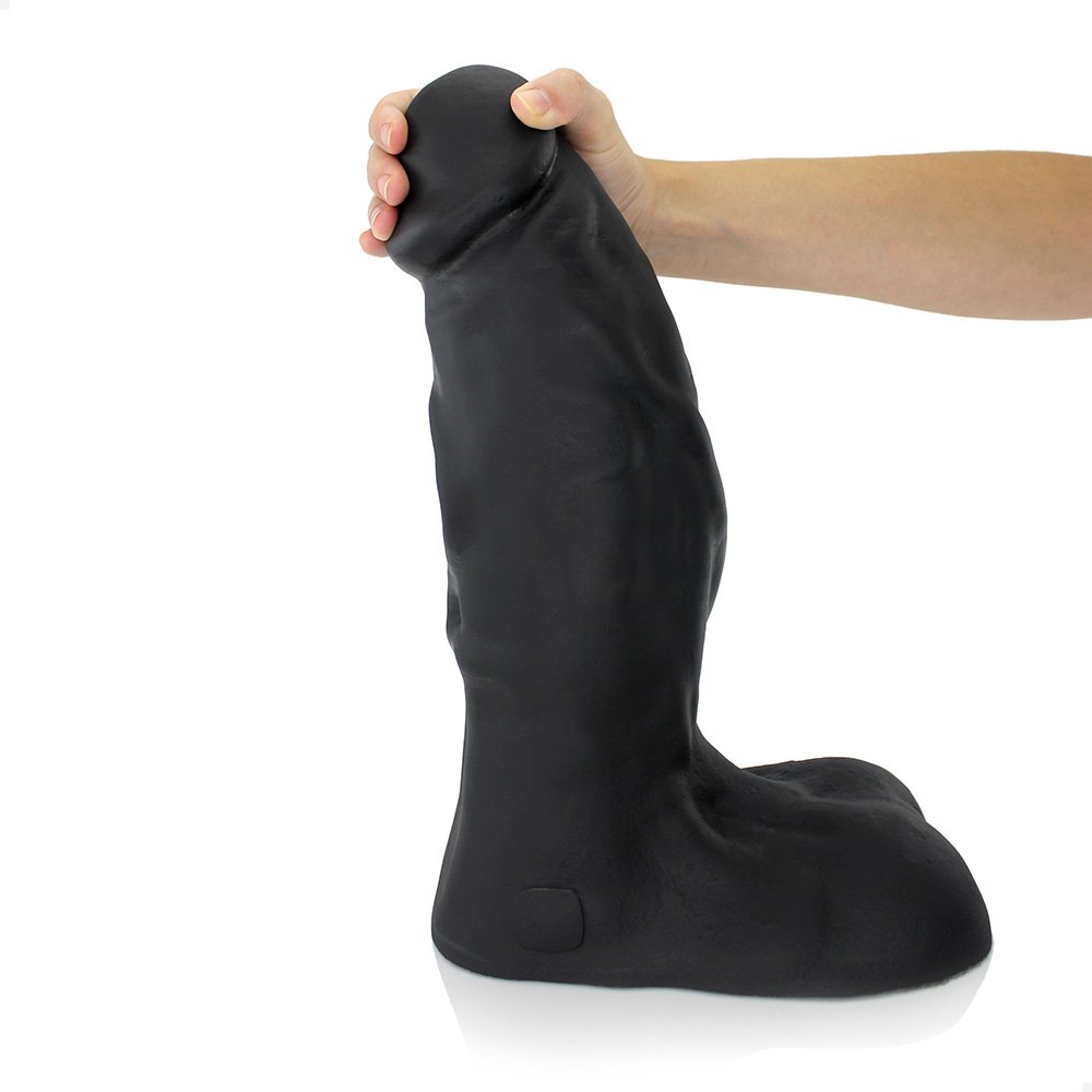 Pênis Gigante e Grosso Flexível com Escroto Corajoso 38 x 11,5cm Preto | Foto 01