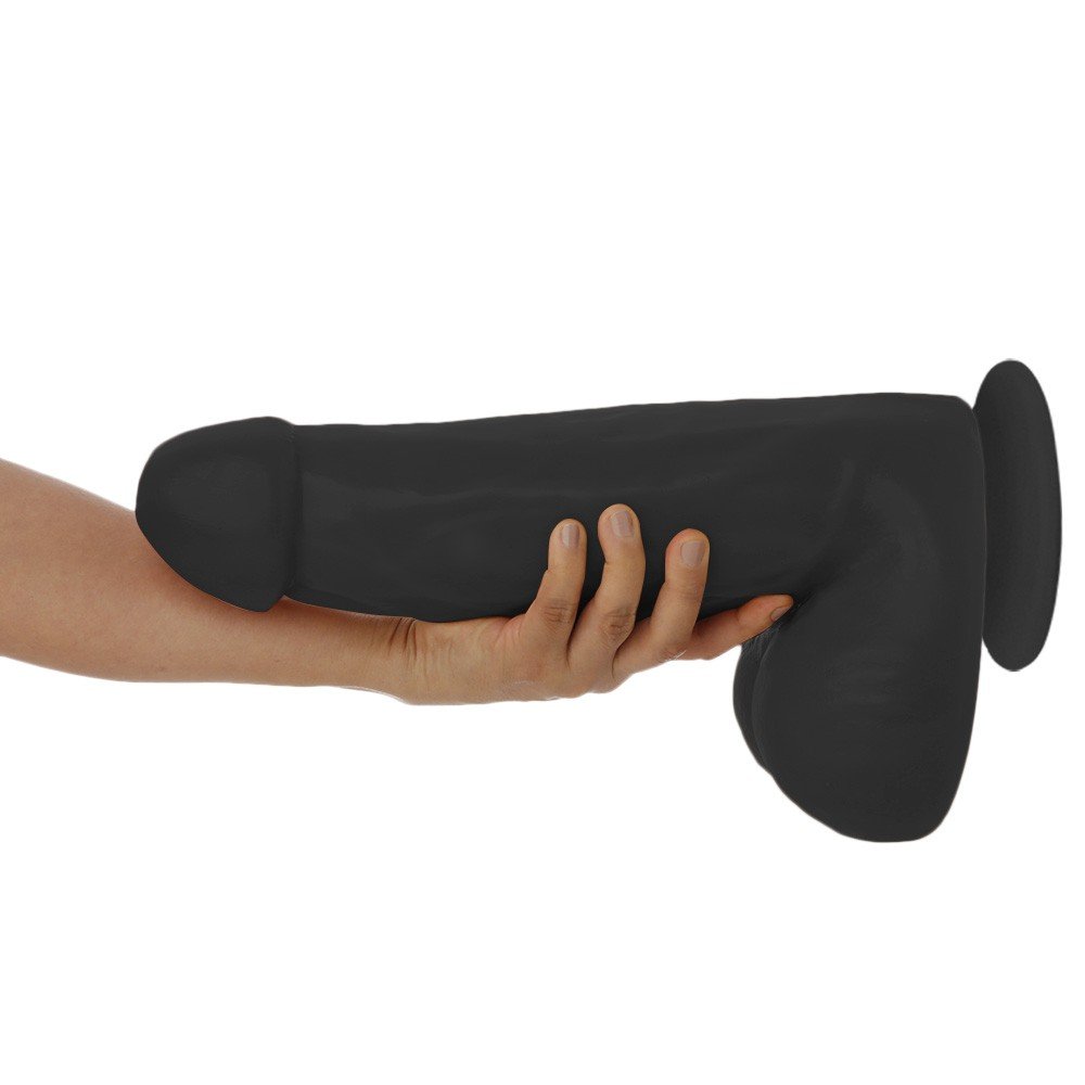 Pênis Gigante e Grosso Flexível com Escroto e Ventosa Poderoso 32 x 10cm Preto | Foto 02