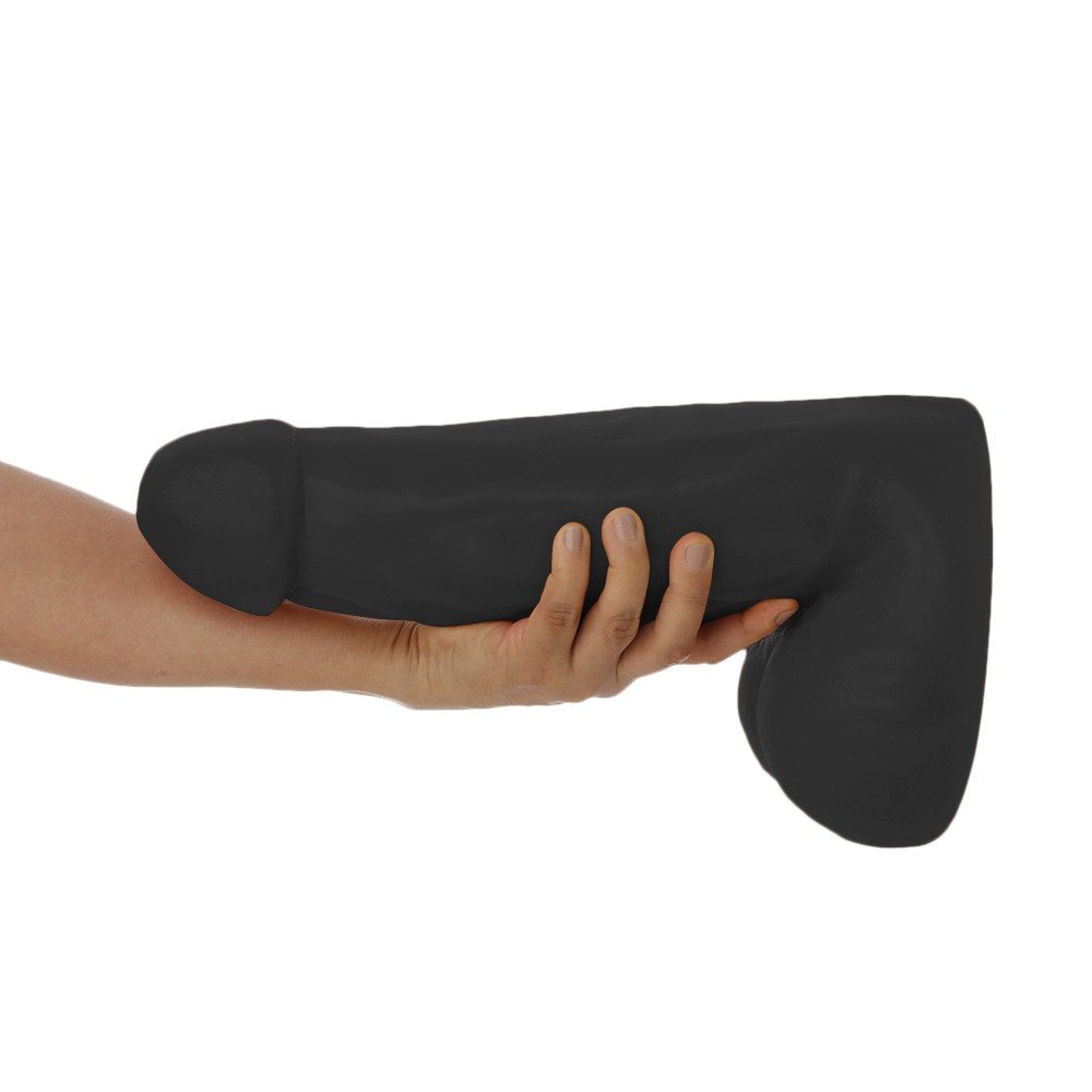 Pênis Gigante e Grosso Flexível com Escroto Poderoso 32 x 10cm Preto | Foto 02