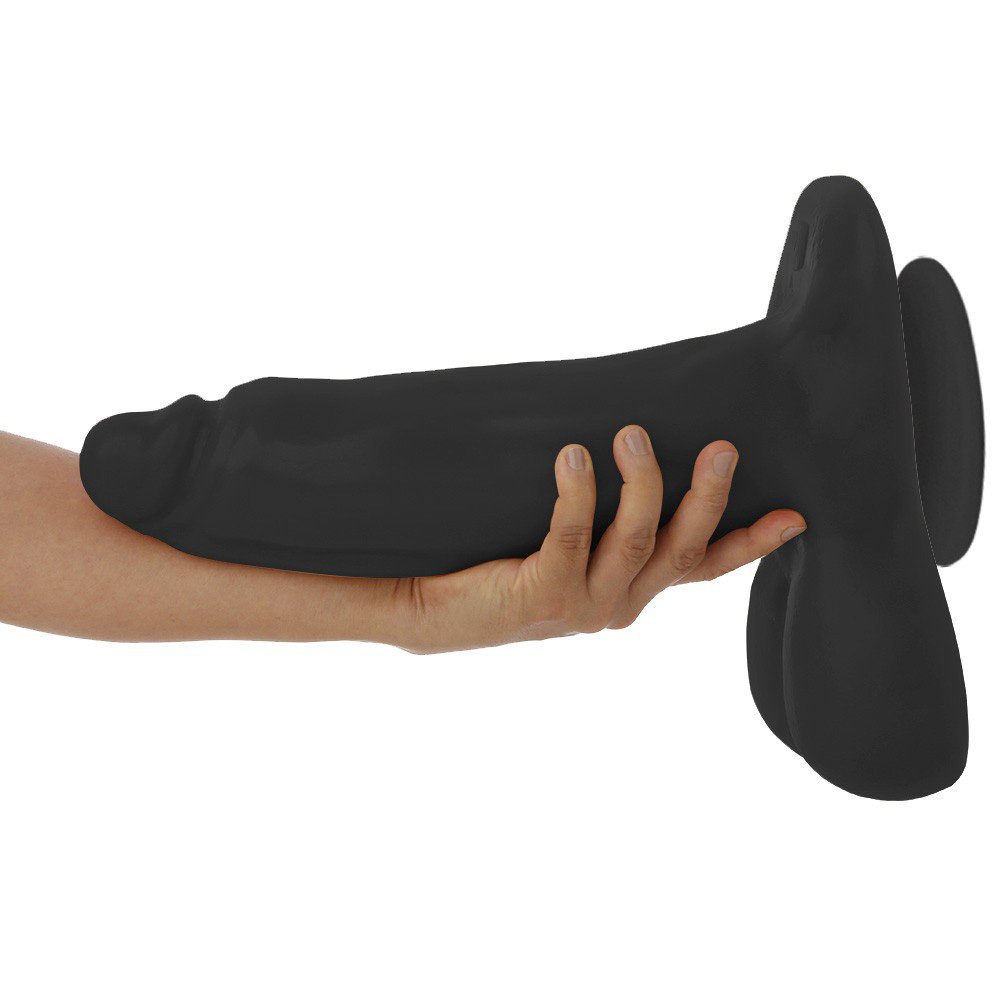 Pênis Gigante e Grosso Flexível com Escroto e Ventosa Crescido 32 x 8,5cm Preto | Foto 07