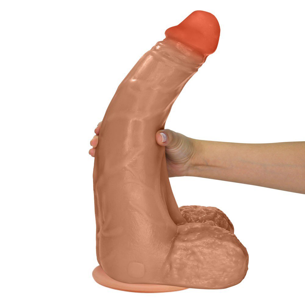 Pênis Gigante e Grosso Flexível com Escroto e Ventosa Profundo 36 x 10cm Bege | Foto 07