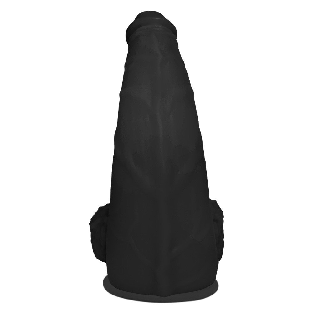 P�nis Gigante e Grosso Flex�vel com Escroto e Ventosa Profundo 36 x 10cm Preto | Foto 04