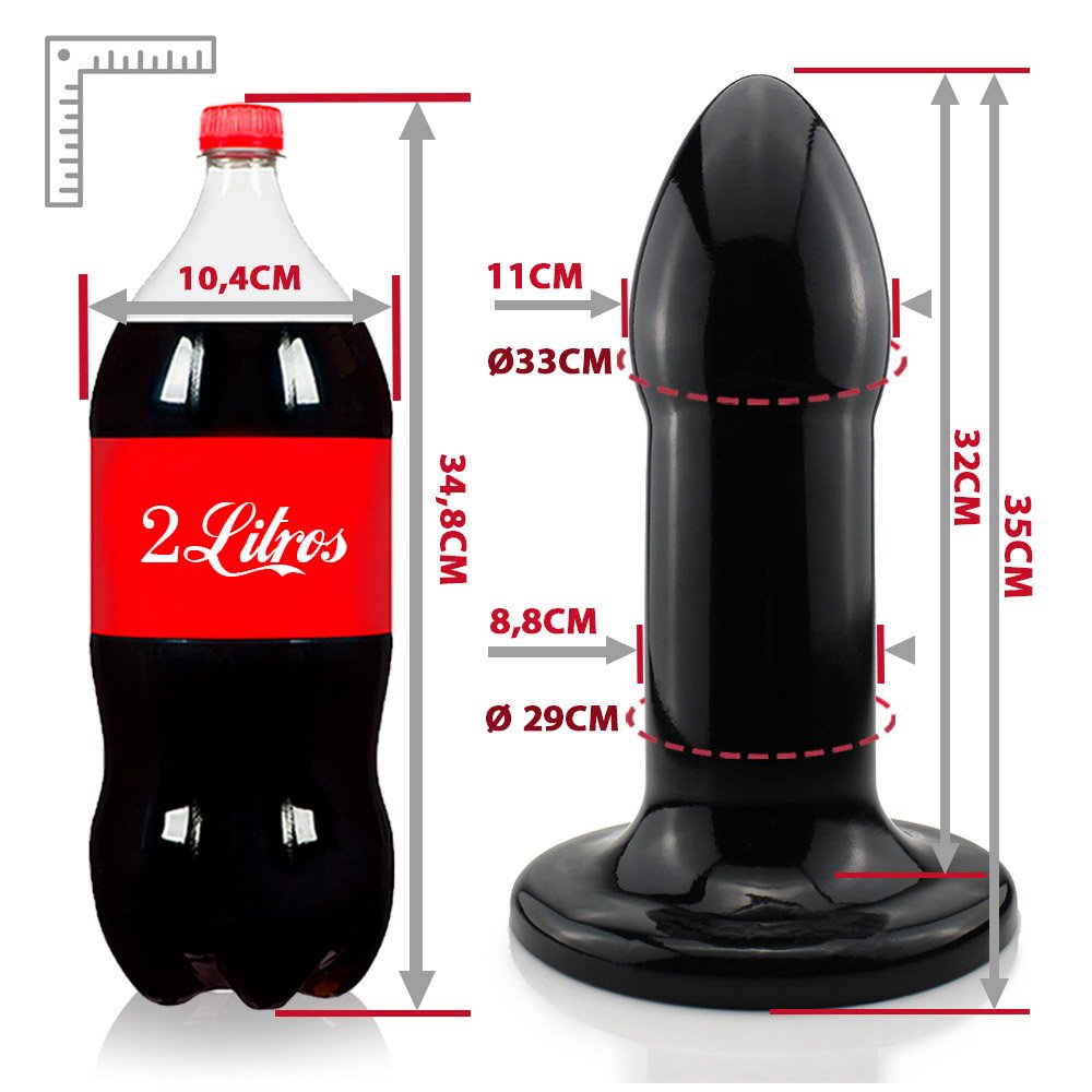 Plug Anal Gigante Flexível Atlas 35 x 11cm Preto Brilhante | Foto 06
