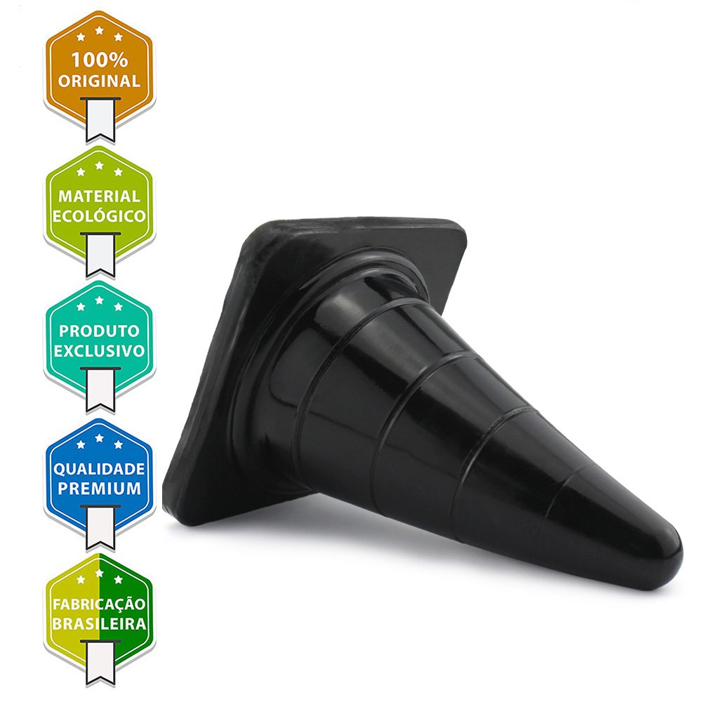 Plug Anal Gigante em PVC Flexível Formato de Cone Reto G 29 x 16cm Preto | Foto 05