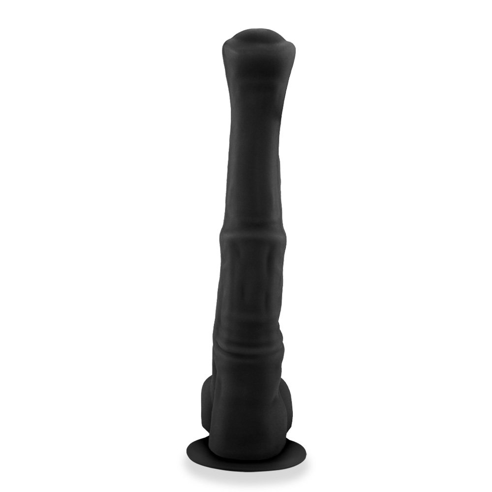 Pênis Gigante e Grosso Flexível com Escroto e Ventosa Garanhão 36 x 6,2cm Preto | Foto 02