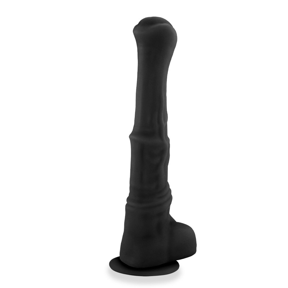 Pênis Gigante e Grosso Flexível com Escroto e Ventosa Garanhão 36 x 6,2cm Preto | Foto 03