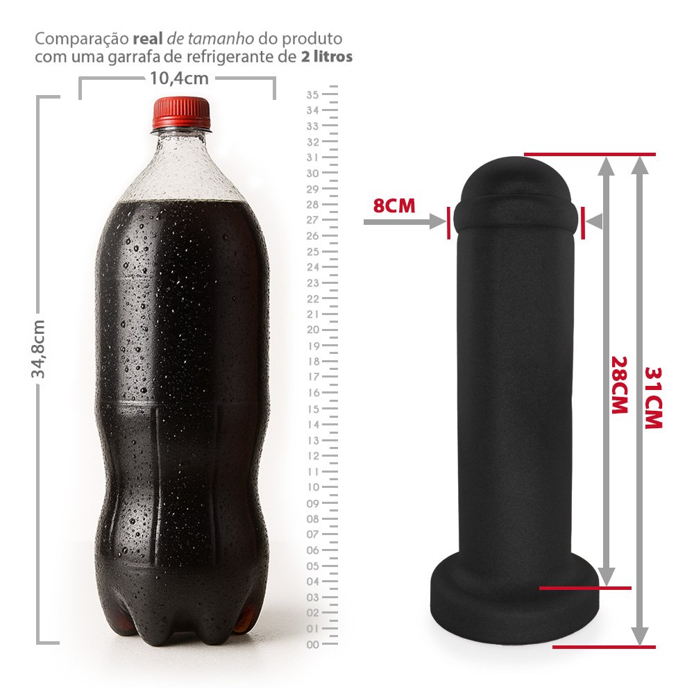 Plug Anal Gigante XXL - PVC Flexível 31 x 8cm Preto | Foto 07