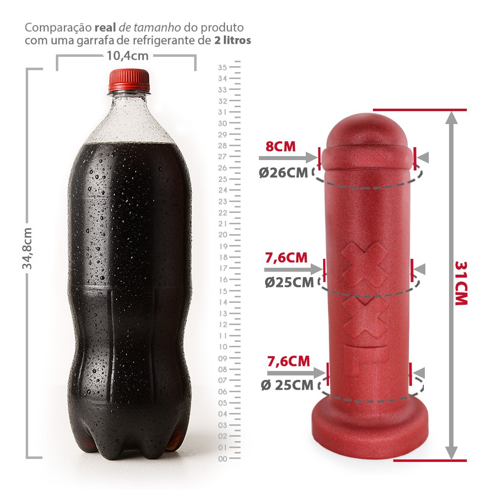 Plug Anal Gigante XXL - PVC Flexível 31 x 8cm Vermelho | Foto 06
