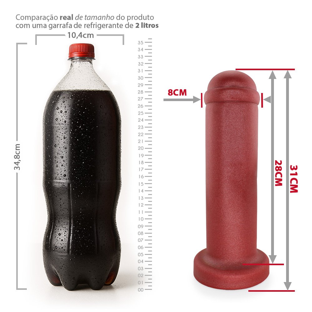 Plug Anal Gigante XXL - PVC Flexível 31 x 8cm Vermelho | Foto 07