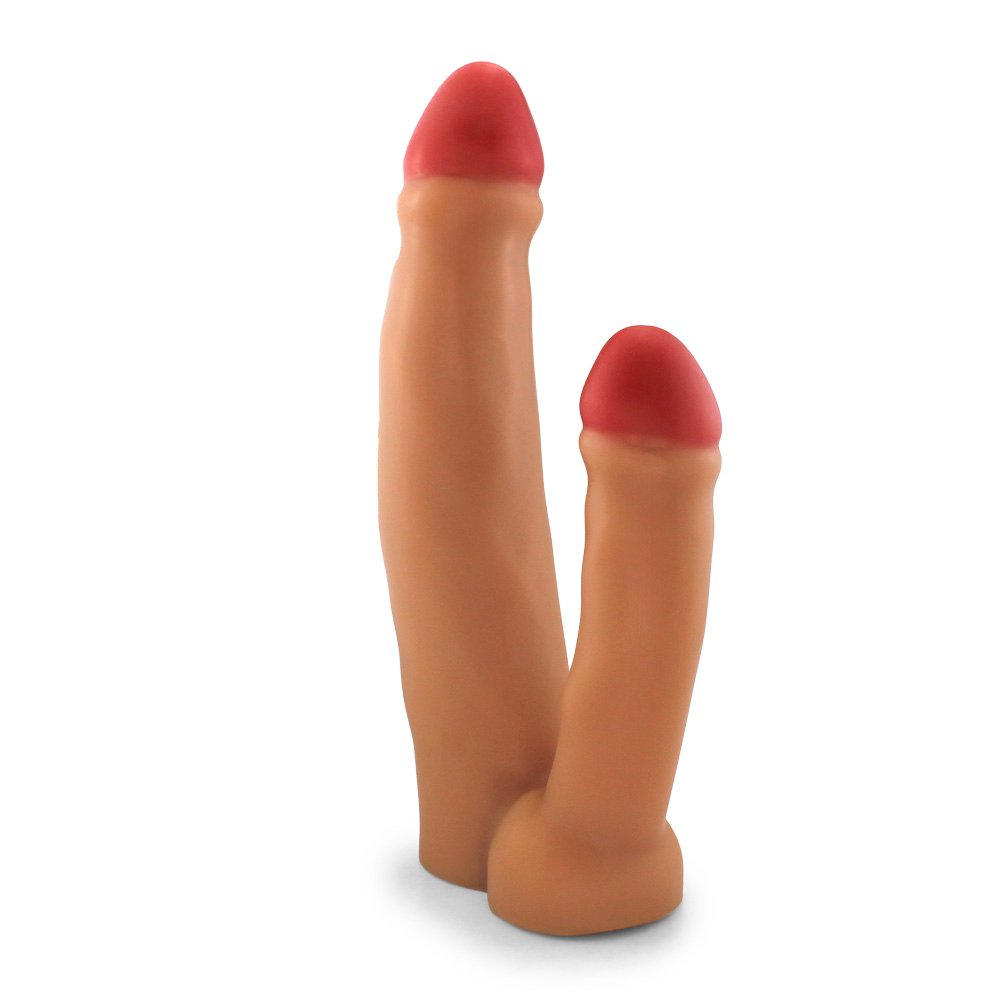 Pênis Duplo Gigante e Grosso Gêmeos - Dildo em PVC Flexível 36 x 7,3cm Bege | Foto 04