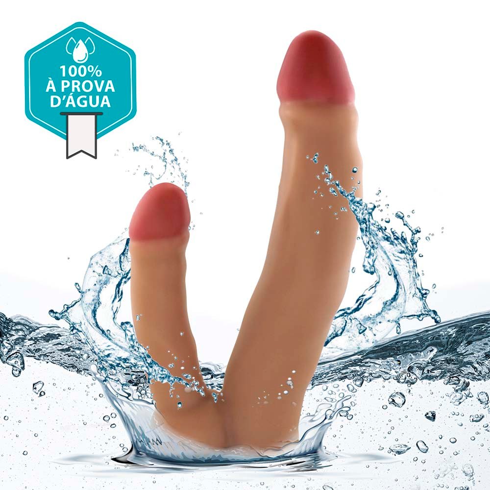 Pênis Duplo Gigante e Grosso Gêmeos - Dildo em PVC Flexível 36 x 7,3cm Bege | Foto 05