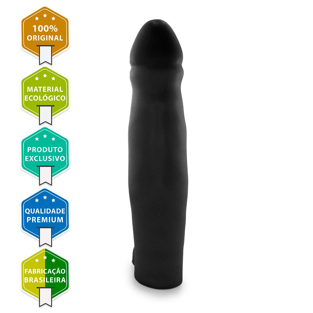 Pênis Duplo Gigante e Grosso Gêmeos - Dildo em PVC Flexível 36 x 7,3cm Preto | Foto 03