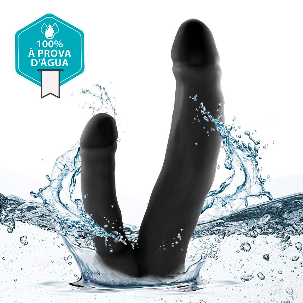 Pênis Duplo Gigante e Grosso Gêmeos - Dildo em PVC Flexível 36 x 7,3cm Preto | Foto 05