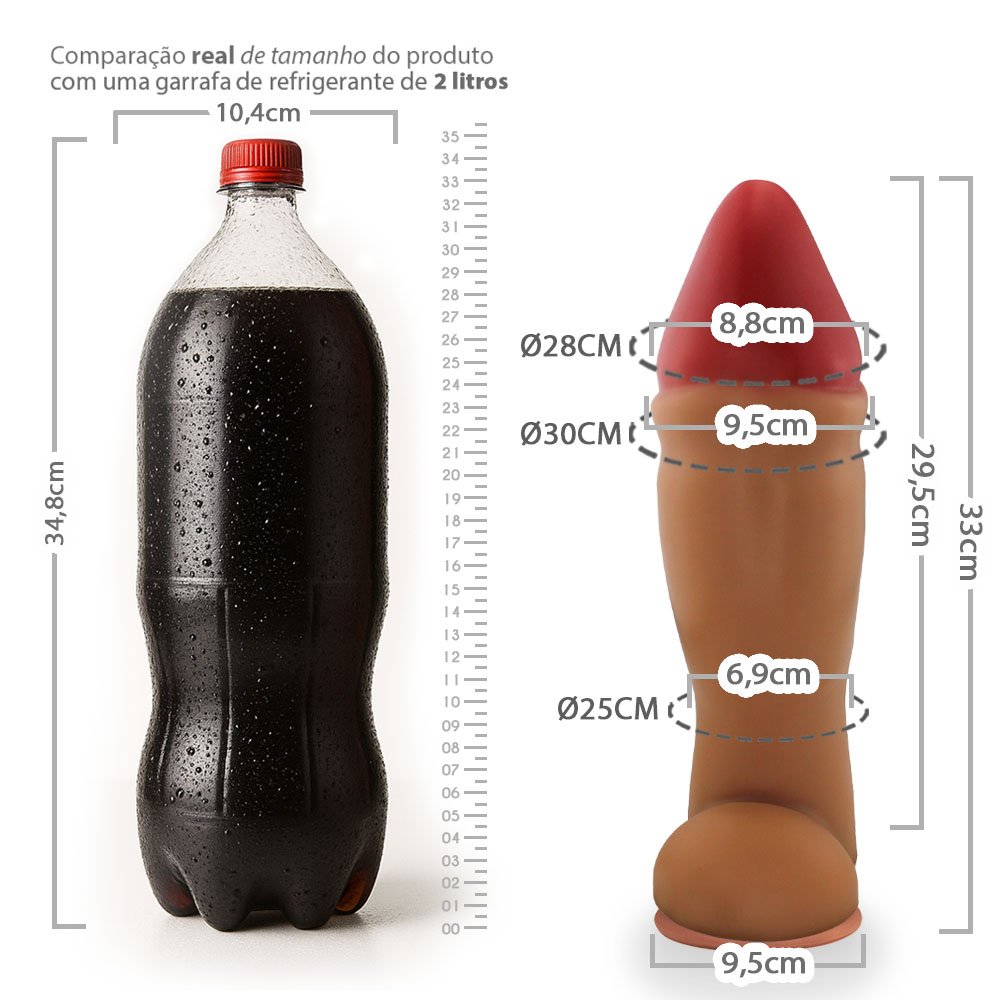 Pênis Gigante e Grosso com Ventosa Reborn - Dildo em PVC Flexível 33 x 9,6cm Bege | Foto 06