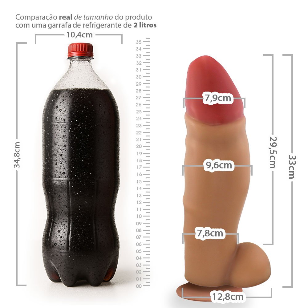 Pênis Gigante e Grosso com Ventosa Reborn - Dildo em PVC Flexível 33 x 9,6cm Bege | Foto 07