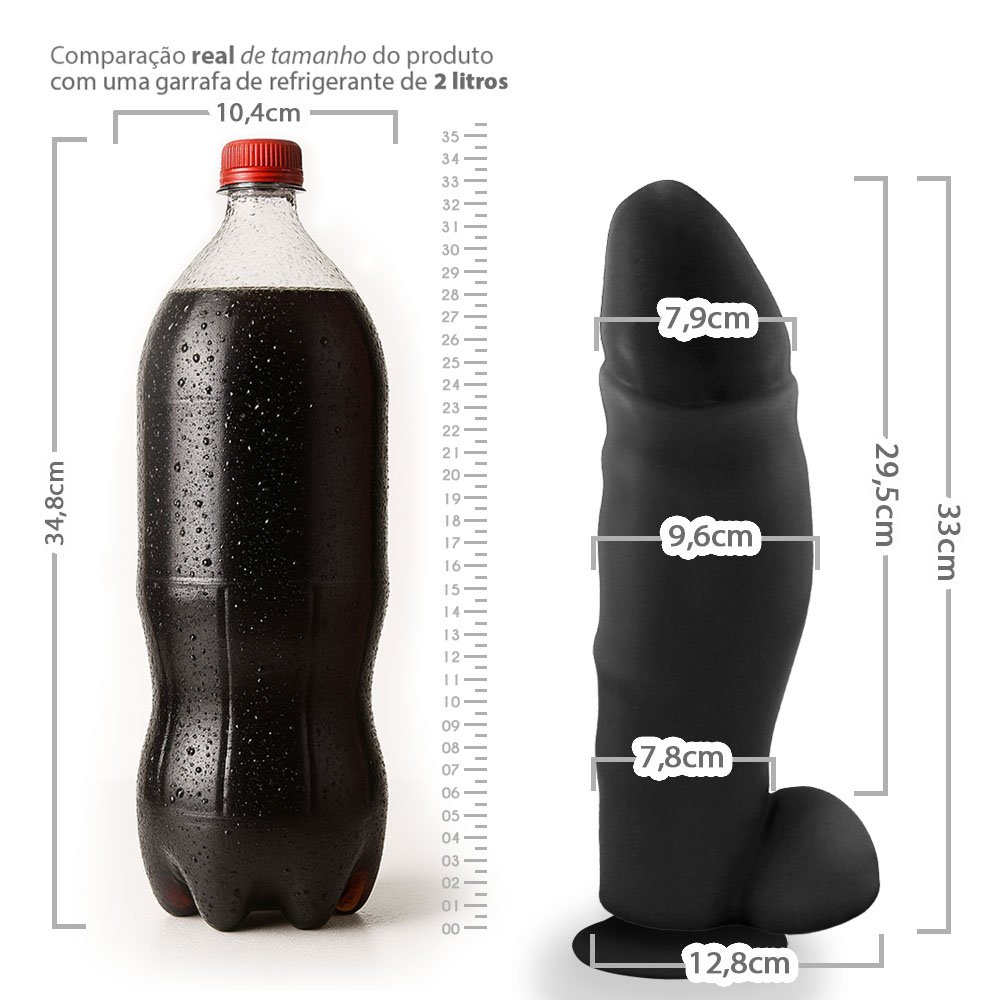 Pênis Gigante e Grosso com Ventosa Reborn - Dildo em PVC Flexível 33 x 9,6cm Preto | Foto 07