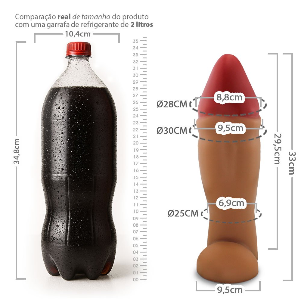 Pênis Gigante e Grosso Reborn - Dildo em PVC Flexível 33 x 9,6cm Bege | Foto 06