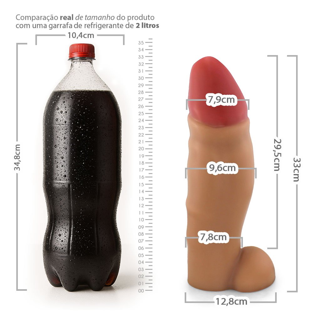 Pênis Gigante e Grosso Reborn - Dildo em PVC Flexível 33 x 9,6cm Bege | Foto 07