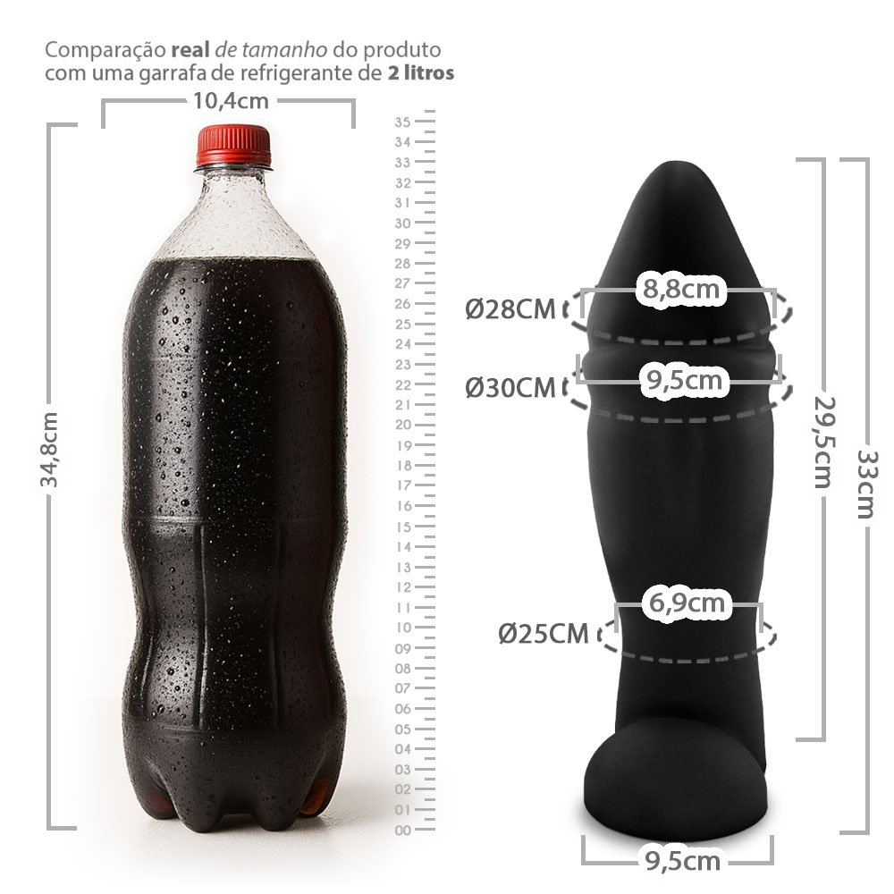 Pênis Gigante e Grosso Reborn - Dildo em PVC Flexível 33 x 9,6cm Preto | Foto 06