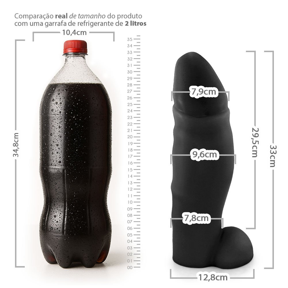 Pênis Gigante e Grosso Reborn - Dildo em PVC Flexível 33 x 9,6cm Preto | Foto 07