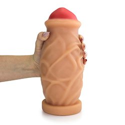 Pênis Gigante e Grosso Cogumelo - Dildo em PVC Flexível 23 x 8,8cm Bege