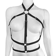 Harness Arreio de Couro Sintético Feminino Ajustável Preto