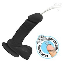 Pênis que Ejacula Flexível Ares com Escroto e Ventosa 15 x 4cm Preto