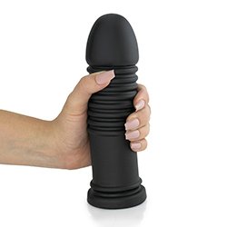 Plug Anal "Mola" em PVC Flexível Macio com Textura Ondulada e Base Firme 20 x 5,5cm Preto