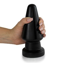 Plug Anal "Vulcão" em PVC Flexível Macio com Base Firme e Formato Cônico 17,5 x 7cm Preto