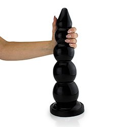 Plug Anal "Graduadão" em PVC Flexível Macio com Esferas Progressivas e Base Firme 37 x 9,3cm Preto