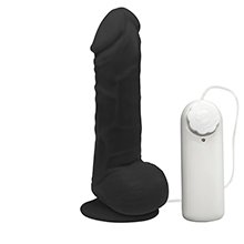 Pênis de Borracha Hefesto com Escroto, Vibrador e Ventosa 17 x 4cm Preto